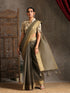 Ash Grey Dual Shade Cotton Saree with Border and Tassels